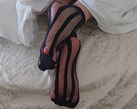 Mica Sandy aka sandysmallfeet OnlyFans - My long toenails pokeing from my hot black fishnet stockings Enjoy them while they are long