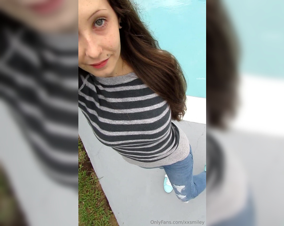 XXSmiley aka xxsmiley OnlyFans - Blue adidas and jeans in the pool Before and after the wetlook