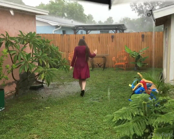 XXSmiley aka xxsmiley OnlyFans - Running out in the rain in a dress