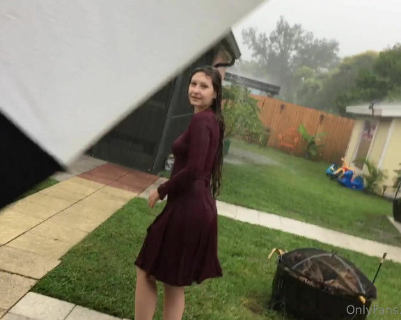 XXSmiley aka xxsmiley OnlyFans - Running out in the rain in a dress