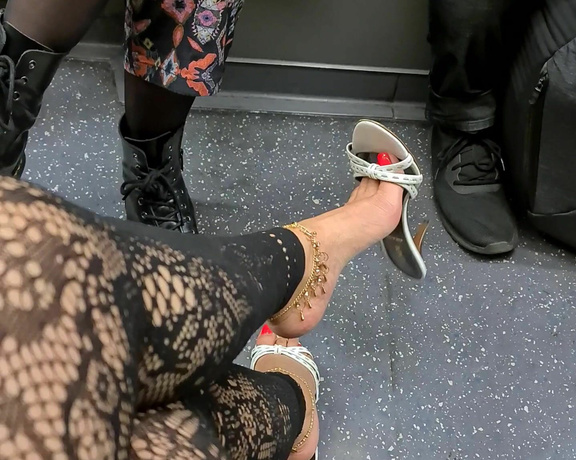 FeetBySherri aka feetbysherri OnlyFans - Shoe dangling on the Central Line, London Underground