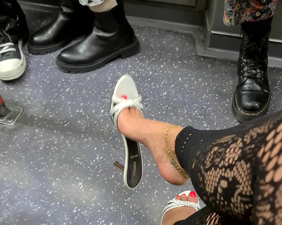 FeetBySherri aka feetbysherri OnlyFans - Shoe dangling on the Central Line, London Underground