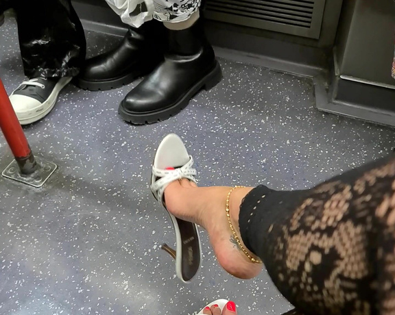 FeetBySherri aka feetbysherri OnlyFans - Shoe dangling on the Central Line, London Underground