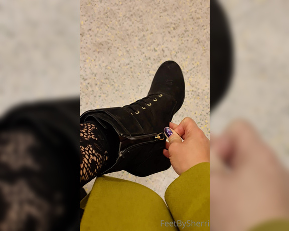 FeetBySherri aka feetbysherri OnlyFans - Taking my boots off on the train