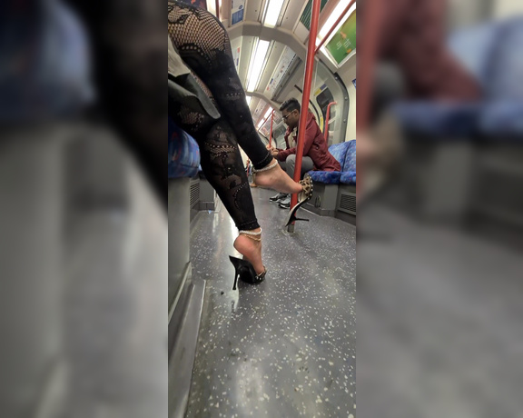 FeetBySherri aka feetbysherri OnlyFans - Teasing and dangling on the night tube