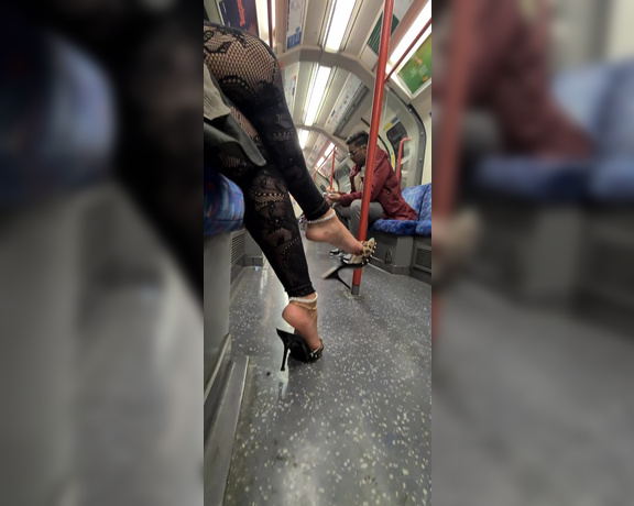 FeetBySherri aka feetbysherri OnlyFans - Teasing and dangling on the night tube