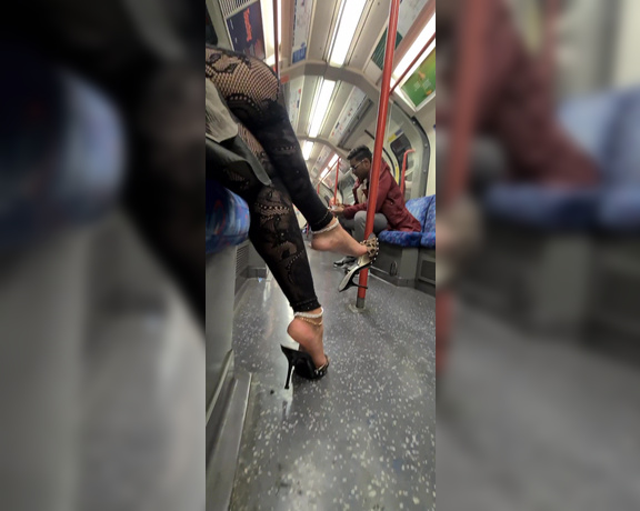 FeetBySherri aka feetbysherri OnlyFans - Teasing and dangling on the night tube