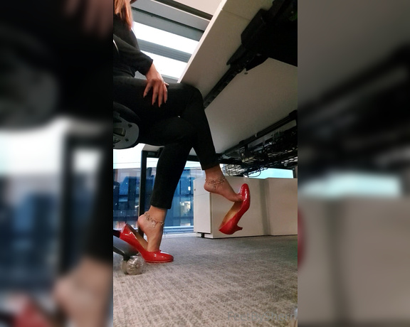 FeetBySherri aka feetbysherri OnlyFans - Red shoes and office vibes!