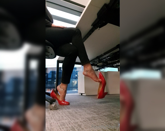 FeetBySherri aka feetbysherri OnlyFans - Red shoes and office vibes!