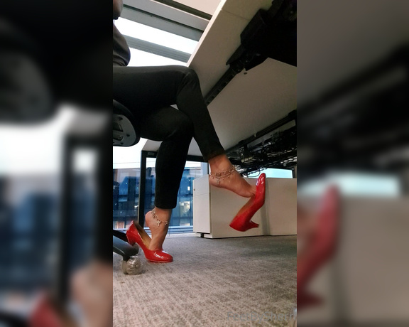 FeetBySherri aka feetbysherri OnlyFans - Red shoes and office vibes!