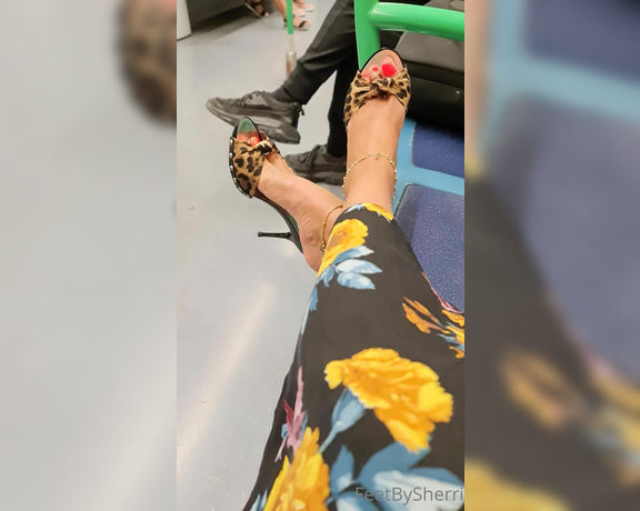 FeetBySherri aka feetbysherri OnlyFans - Dangling on the metro in Madrid ! The white painted toes opposite me were nice