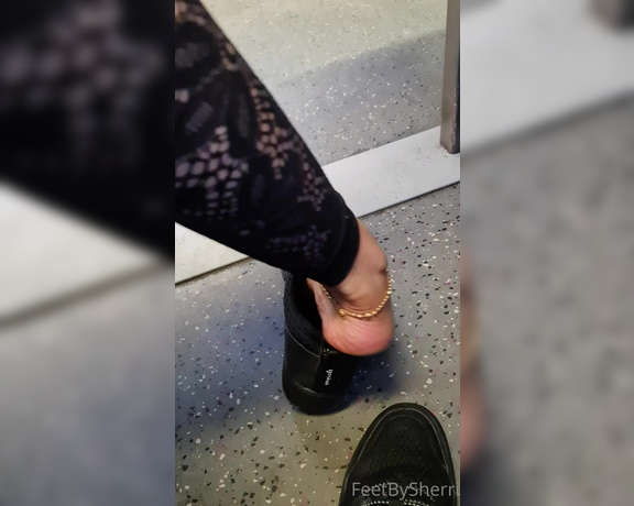 FeetBySherri aka feetbysherri OnlyFans - Taking my trainers off on the train