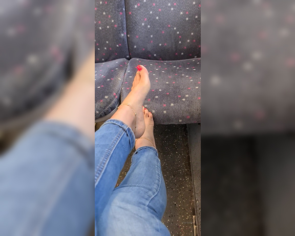 FeetBySherri aka feetbysherri OnlyFans - Public content taking my blue suede boots off on the train
