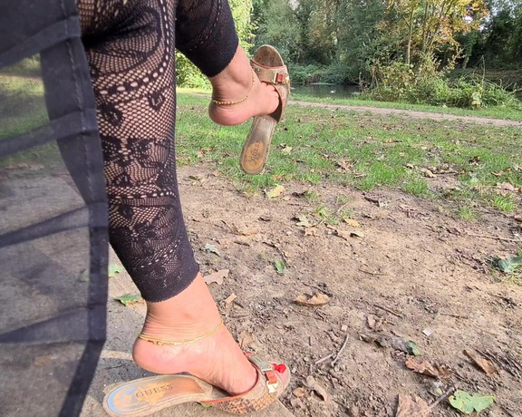 FeetBySherri aka feetbysherri OnlyFans - Shoe dangling in the park