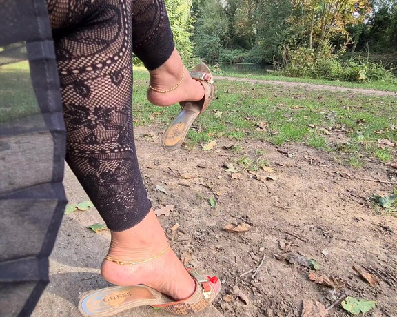 FeetBySherri aka feetbysherri OnlyFans - Shoe dangling in the park