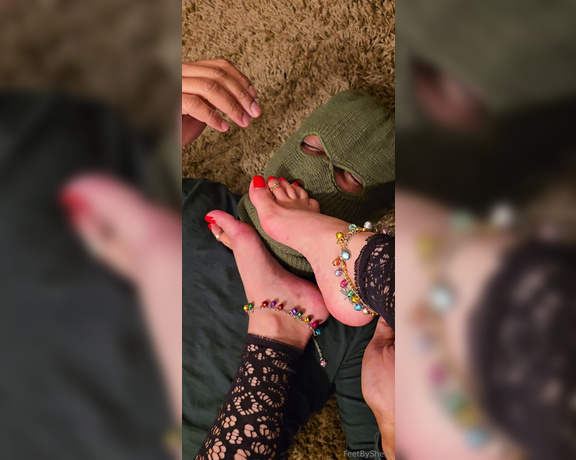 FeetBySherri aka feetbysherri OnlyFans - Feet worshipping whilst he lays on the floor