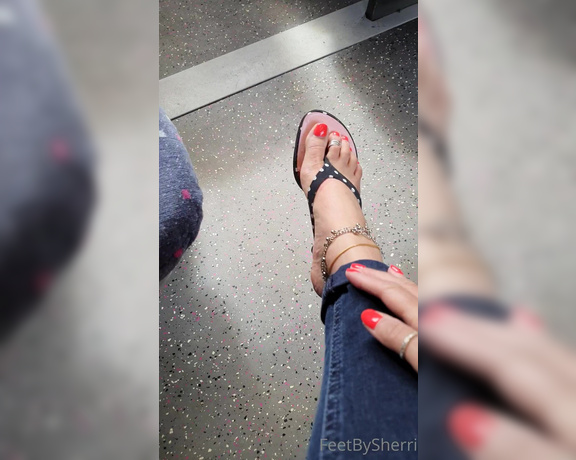 FeetBySherri aka feetbysherri OnlyFans - Playing footsie with stranger on the train