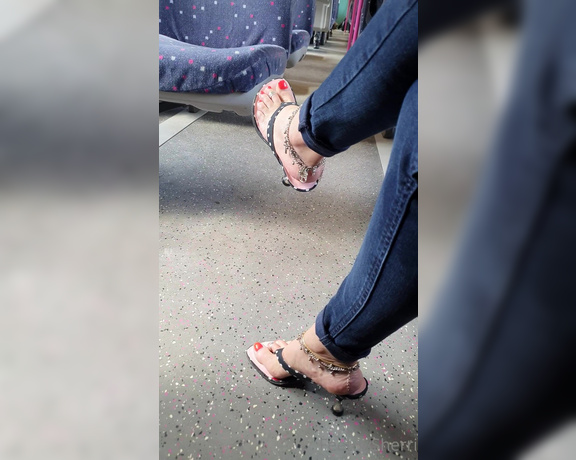 FeetBySherri aka feetbysherri OnlyFans - Playing footsie with stranger on the train