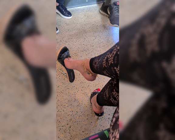 FeetBySherri aka feetbysherri OnlyFans - Train vibes and Guess shoes