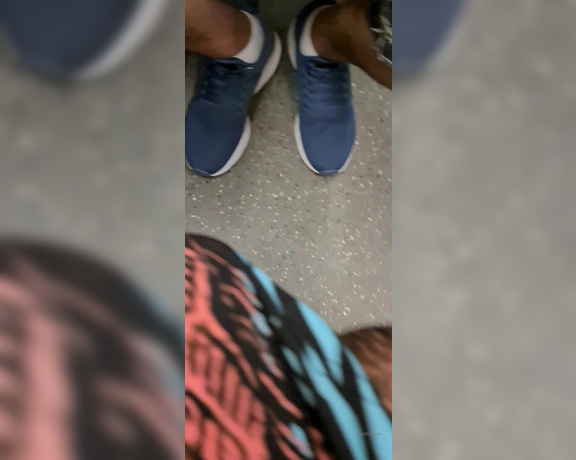 FeetBySherri aka feetbysherri OnlyFans - Shoe dangling and teasing next to a a guy on the train