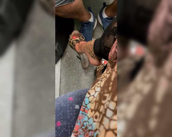 FeetBySherri aka feetbysherri OnlyFans - Shoe dangling and teasing next to a a guy on the train