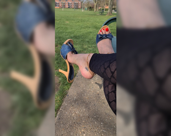 FeetBySherri aka feetbysherri OnlyFans - Dangling in my denim mules part 2