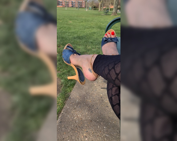 FeetBySherri aka feetbysherri OnlyFans - Dangling in my denim mules part 2