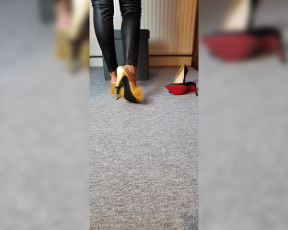 FeetBySherri aka feetbysherri OnlyFans - Yellow feathery heels