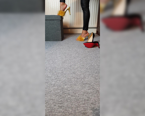 FeetBySherri aka feetbysherri OnlyFans - Yellow feathery heels