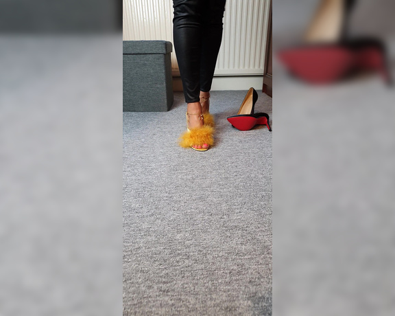 FeetBySherri aka feetbysherri OnlyFans - Yellow feathery heels