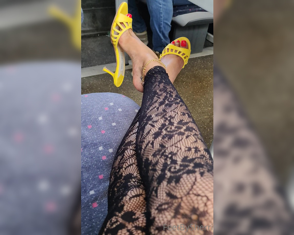 FeetBySherri aka feetbysherri OnlyFans - Got my feet up on the train seats