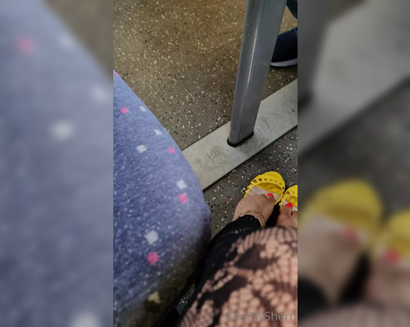 FeetBySherri aka feetbysherri OnlyFans - Got my feet up on the train seats