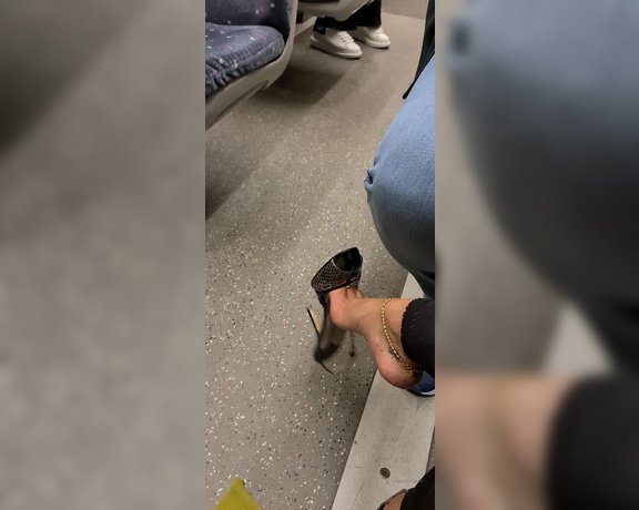 FeetBySherri aka feetbysherri OnlyFans - Dangling on the train in my Jimmy Choos