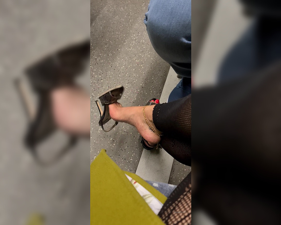 FeetBySherri aka feetbysherri OnlyFans - Dangling on the train in my Jimmy Choos