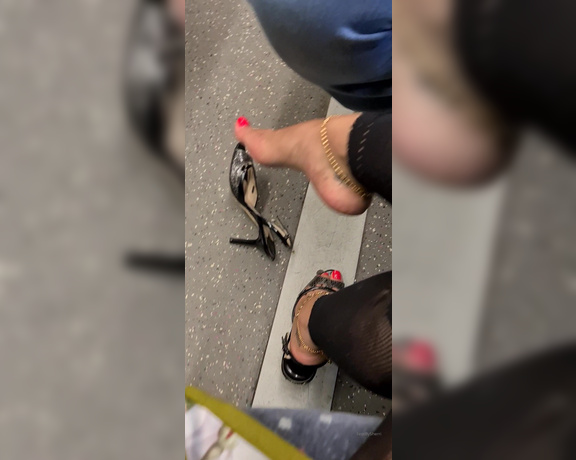 FeetBySherri aka feetbysherri OnlyFans - Dangling on the train in my Jimmy Choos