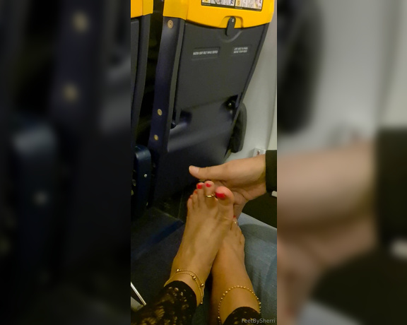 FeetBySherri aka feetbysherri OnlyFans - A little tickling on the airplane last night! I had to hold my laugh and screaming