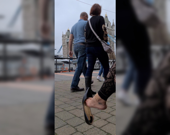 FeetBySherri aka feetbysherri OnlyFans - Shoe dangling outside Tower Bridge in London