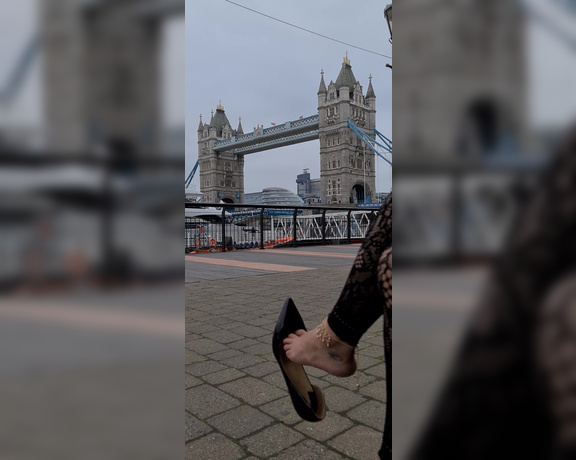 FeetBySherri aka feetbysherri OnlyFans - Shoe dangling outside Tower Bridge in London