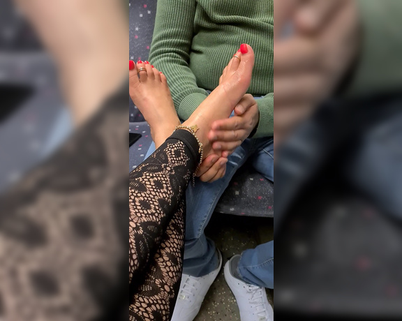 FeetBySherri aka feetbysherri OnlyFans - Getting a foot massage on the train