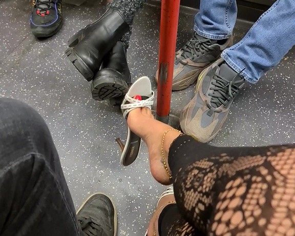 FeetBySherri aka feetbysherri OnlyFans - Dangling and teasing on the London Underground