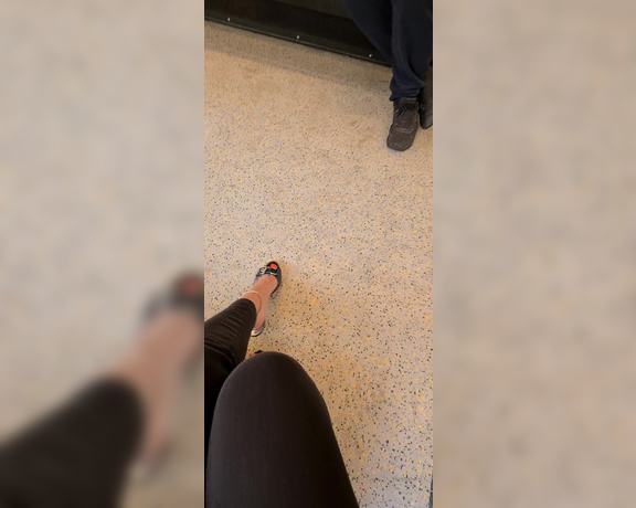 FeetBySherri aka feetbysherri OnlyFans - Caught this guy recording my shoe dangling on the train I spoke to him afterwards