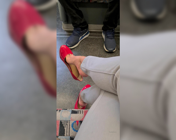 FeetBySherri aka feetbysherri OnlyFans - The famous Red shoes on the London Underground