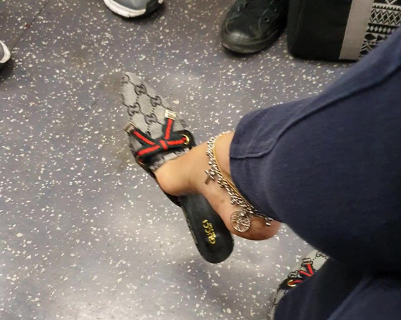 FeetBySherri aka feetbysherri OnlyFans - Gucci shoes on the London Underground