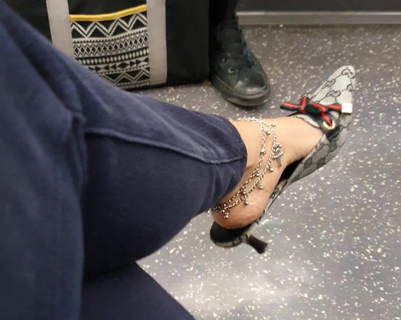 FeetBySherri aka feetbysherri OnlyFans - Gucci shoes on the London Underground