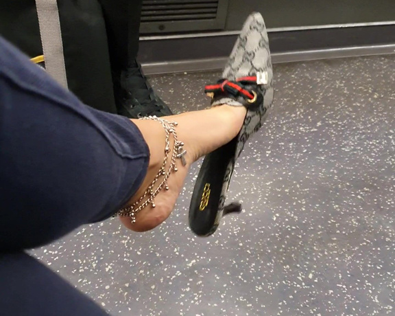 FeetBySherri aka feetbysherri OnlyFans - Gucci shoes on the London Underground