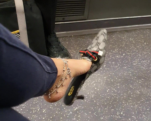 FeetBySherri aka feetbysherri OnlyFans - Gucci shoes on the London Underground