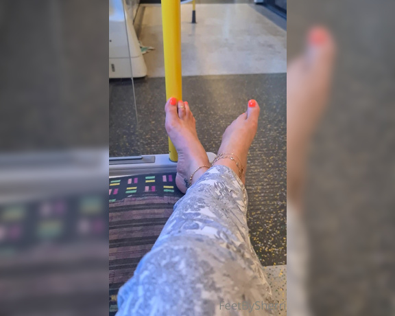 FeetBySherri aka feetbysherri OnlyFans - Gave myself a foot rub on the train ! Where are the foot boys at SMH!