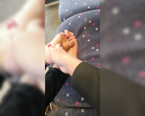 FeetBySherri aka feetbysherri OnlyFans - Lotioning feet on the train