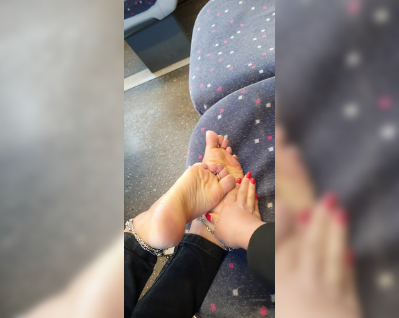 FeetBySherri aka feetbysherri OnlyFans - Lotioning feet on the train