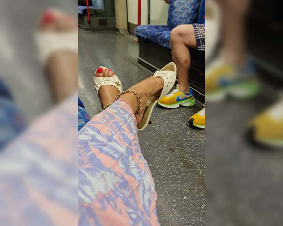 FeetBySherri aka feetbysherri OnlyFans - Teasing on the London Undergound in my LV mules